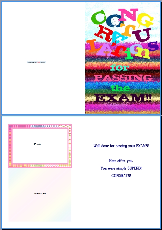 Example of Education Card:Congratulations For Passing Your Exams
